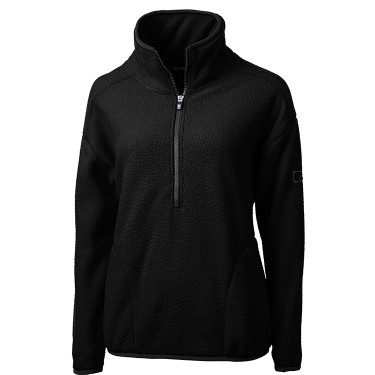Cutter and Buck Ladies Cascade Eco Sherpa Fleece Quarter Zip Jacket