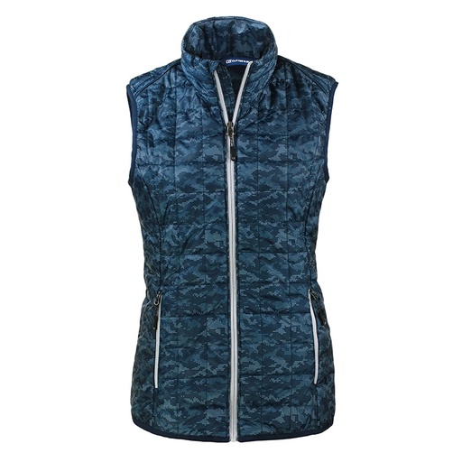 Cutter and Buck Ladies Rainier PrimaLoft® Eco Insulated Full Zip Printed Puffer Vest-
