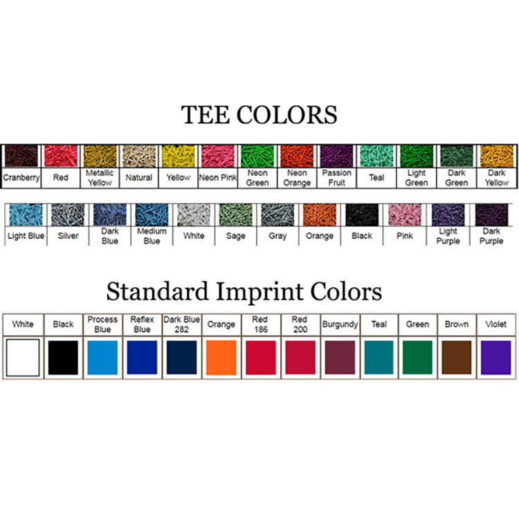 3 1/4" Tee Colors / Standard Imprint Colors