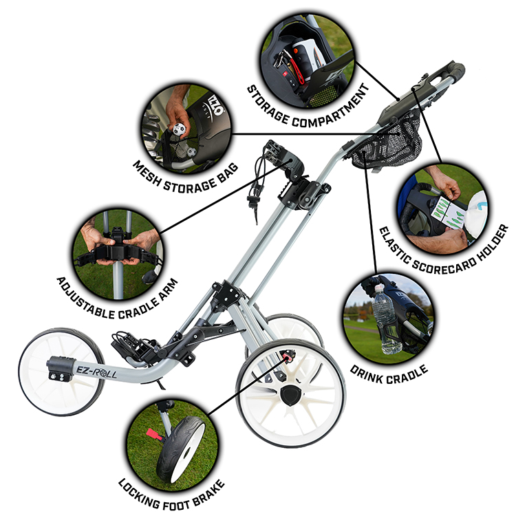 Izzo EZ-Roll 3-Wheel Push Cart