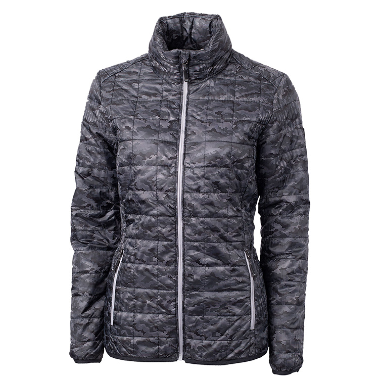Cutter and Buck Ladies Rainier PrimaLoft® Eco Insulated Full Zip Printed Puffer Jacket