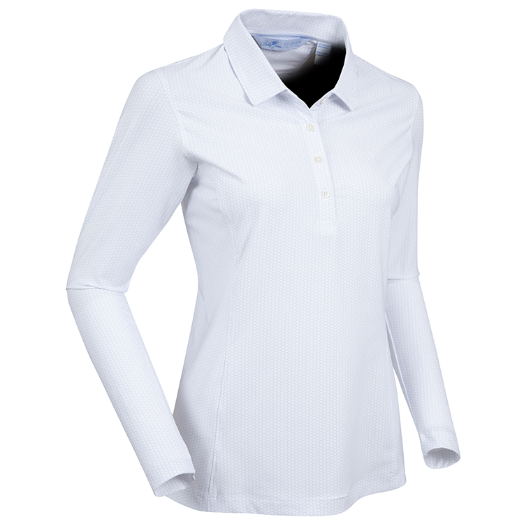 Bobby Jones Ladies Clover Classics Long Sleeve Balata Print Polo*