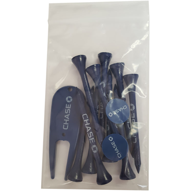 Golf Tee Combo Pack (10 tees, 2 ball markers, 1 divot tool)*