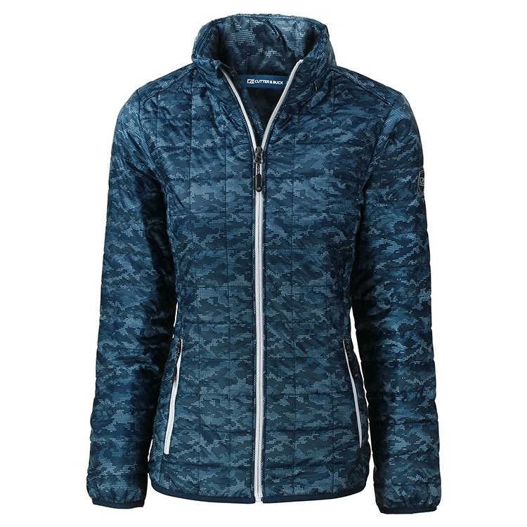 Cutter and Buck Ladies Rainier PrimaLoft® Eco Insulated Full Zip Printed Puffer Jacket