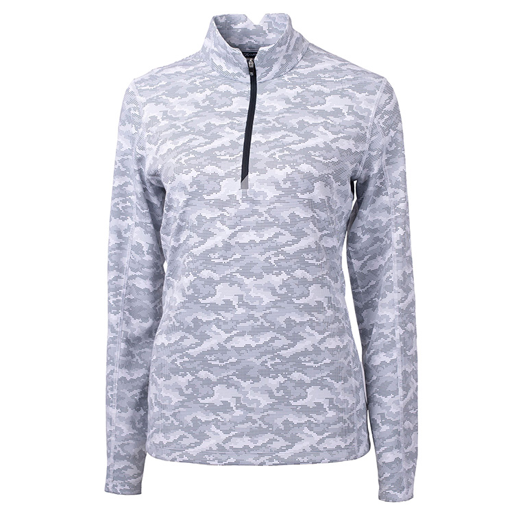 Cutter and Buck Ladies Traverse Camo Print Stretch Quarter Zip Pullover