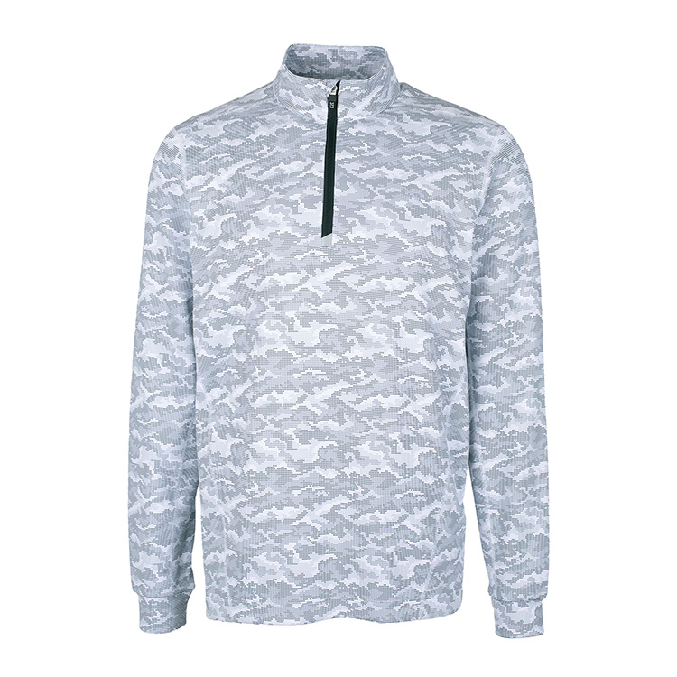 Cutter and Buck Traverse Camo Print Stretch Quarter Zip Pullover- Men's Big and Tall