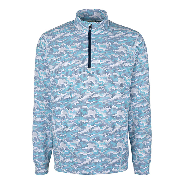 Cutter and Buck Traverse Camo Print Stretch Quarter Zip Pullover