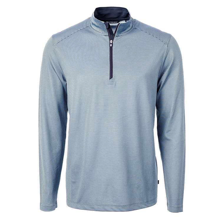 Virtue Eco Pique Micro Stripe Recycled Quarter Zip