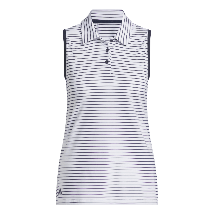 adidas Ladies Performance Stripe Sleeveless Polo