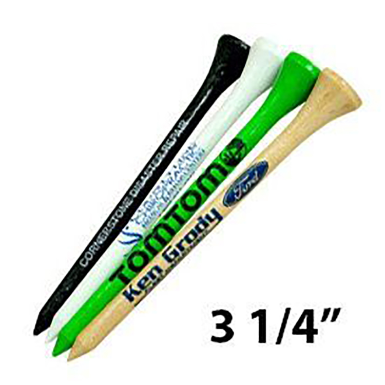 Bulk Wooden Golf Tees 3 1/4" (Shank One Color Imprint)