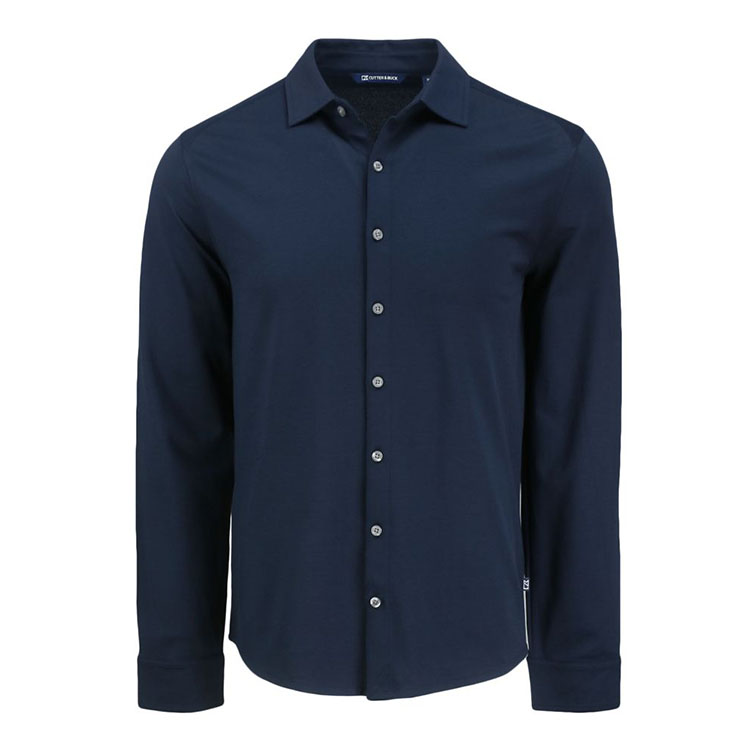 Cutter and Buck Advantage Eco Tri-Blend Pique Long Sleeve Knitted Button Up