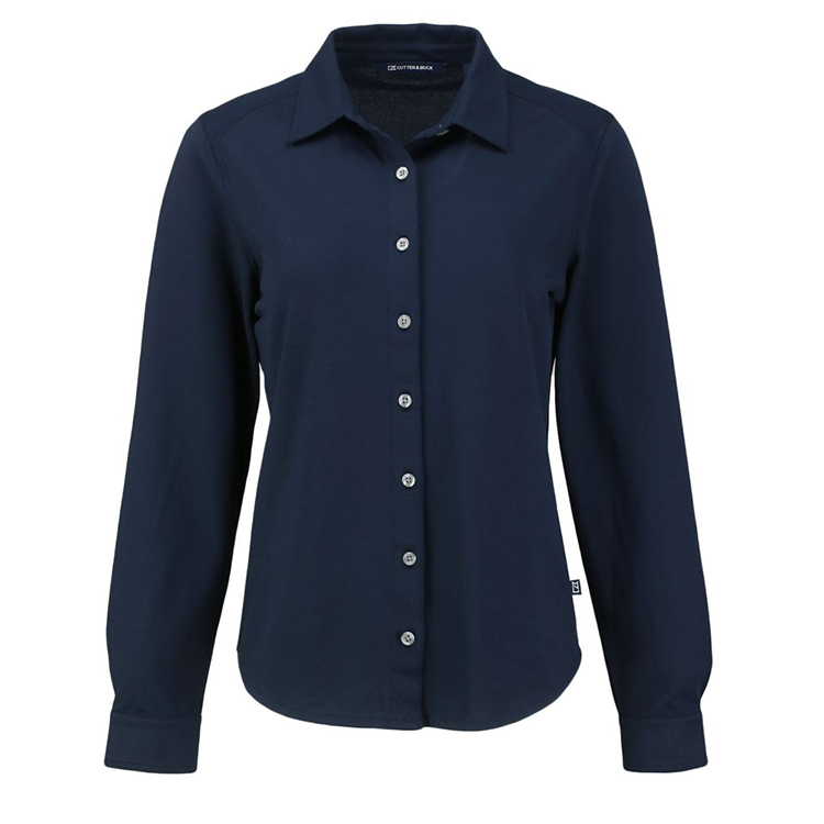 Cutter and Buck Ladies Advantage Eco Tri-Blend Pique Long Sleeve Button Up