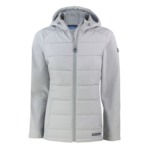 Cutter and Buck Ladies Evoke Hybrid Eco Softshell Recycled Full Zip Hooded Jacket-