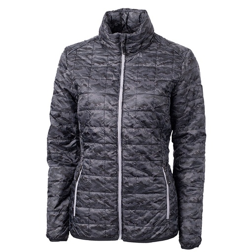 Cutter and Buck Ladies Rainier PrimaLoft® Eco Insulated Full Zip Printed Puffer Jacket