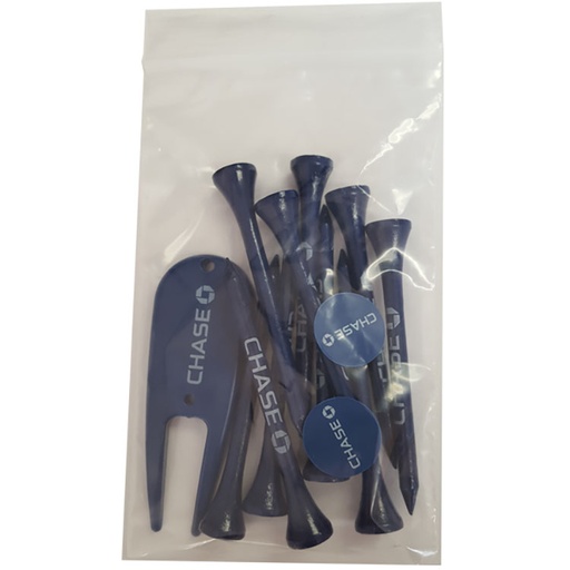 Golf Tee Combo Pack (10 tees, 2 ball markers, 1 divot tool)*