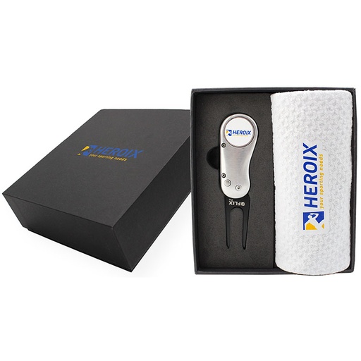 [MPB-FXPRO-TOWEL] Flix Pro 2.0 Divot Tool and Dormie Towel Mini Presentation Box