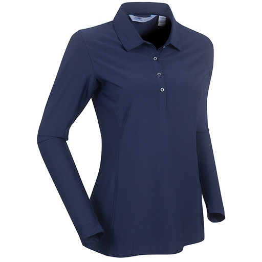 [BW232502] Bobby Jones Ladies Clover Classics Long Sleeve Balata Print Polo