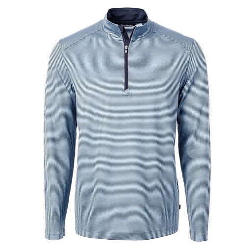 Virtue Eco Pique Micro Stripe Recycled Quarter Zip