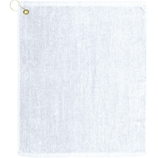 [EV1404CL-WH] White Premium Mid-Weight Velour Golf Towel (15"x 18")