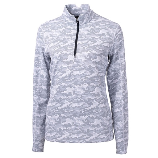 [LCK00155] Cutter and Buck Ladies Traverse Camo Print Stretch Quarter Zip Pullover