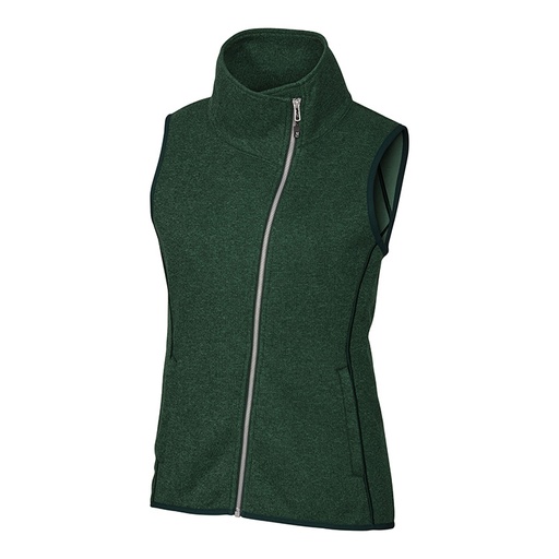[LCO00034] Cutter and Buck Ladies Mainsail Sweater-Knit Full Zip Asymmetrical Vest