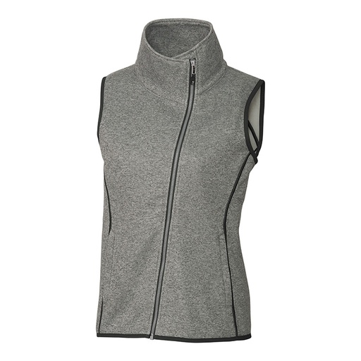 Cutter and Buck Ladies Ladies Mainsail Sweater-Knit Full Zip Asymmetrical Vest-
