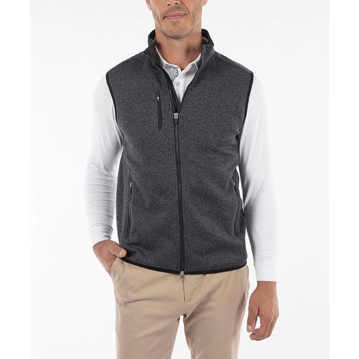 [BJ522201] Bobby Jones Performance Heathered Full Zip Fleece Vest