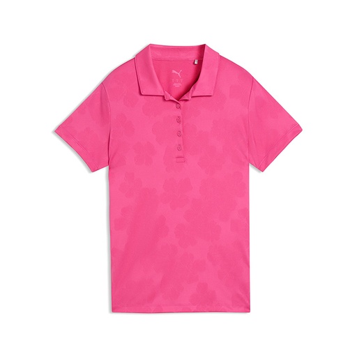 [635432] Puma Ladies Floral Lace Jacquard Short Sleeve Polo