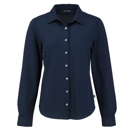 [LCK00188] Cutter and Buck Ladies Advantage Eco Tri-Blend Pique Long Sleeve Button Up